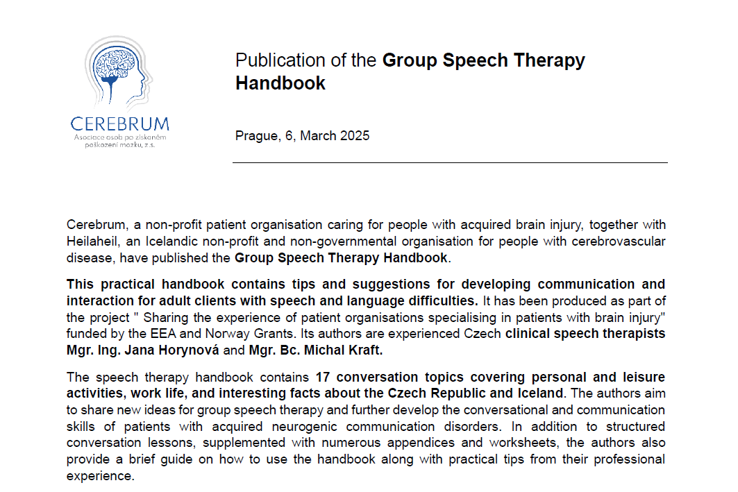 Press release: Publication of the Group Speech Therapy Handbook